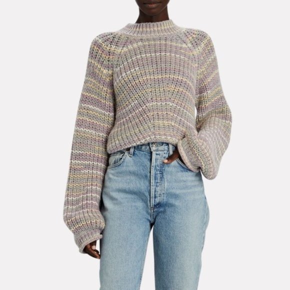 NWT NICHOLAS Striped Crew Neck Sweater - L - Picture 1 of 8